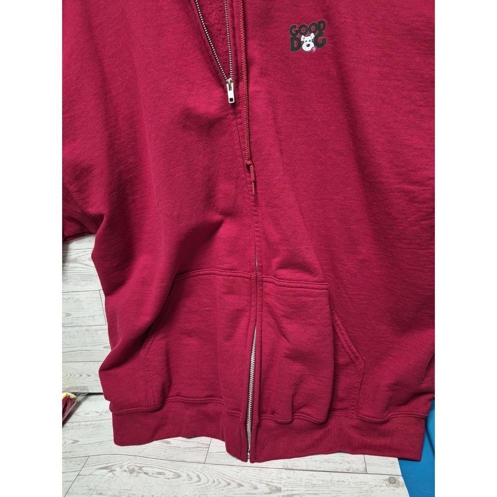 GOOD DOG LIGHTWEIGHT JACKET Hoodie ZIP UP SIZE 2XL with Pockets Maroon - Picture 2 of 7